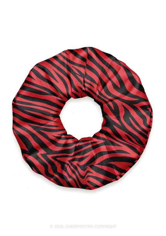 Halloween Red Zebra Stripe Y2K Hair Scrunchie Cherrykitten