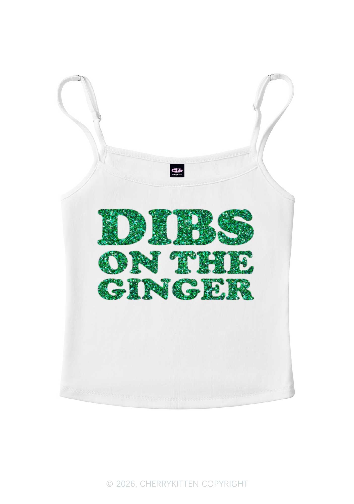 Glitter Dibs On The Ginger St Patricks Y2K Spaghetti Strap Cami Cherrykitten