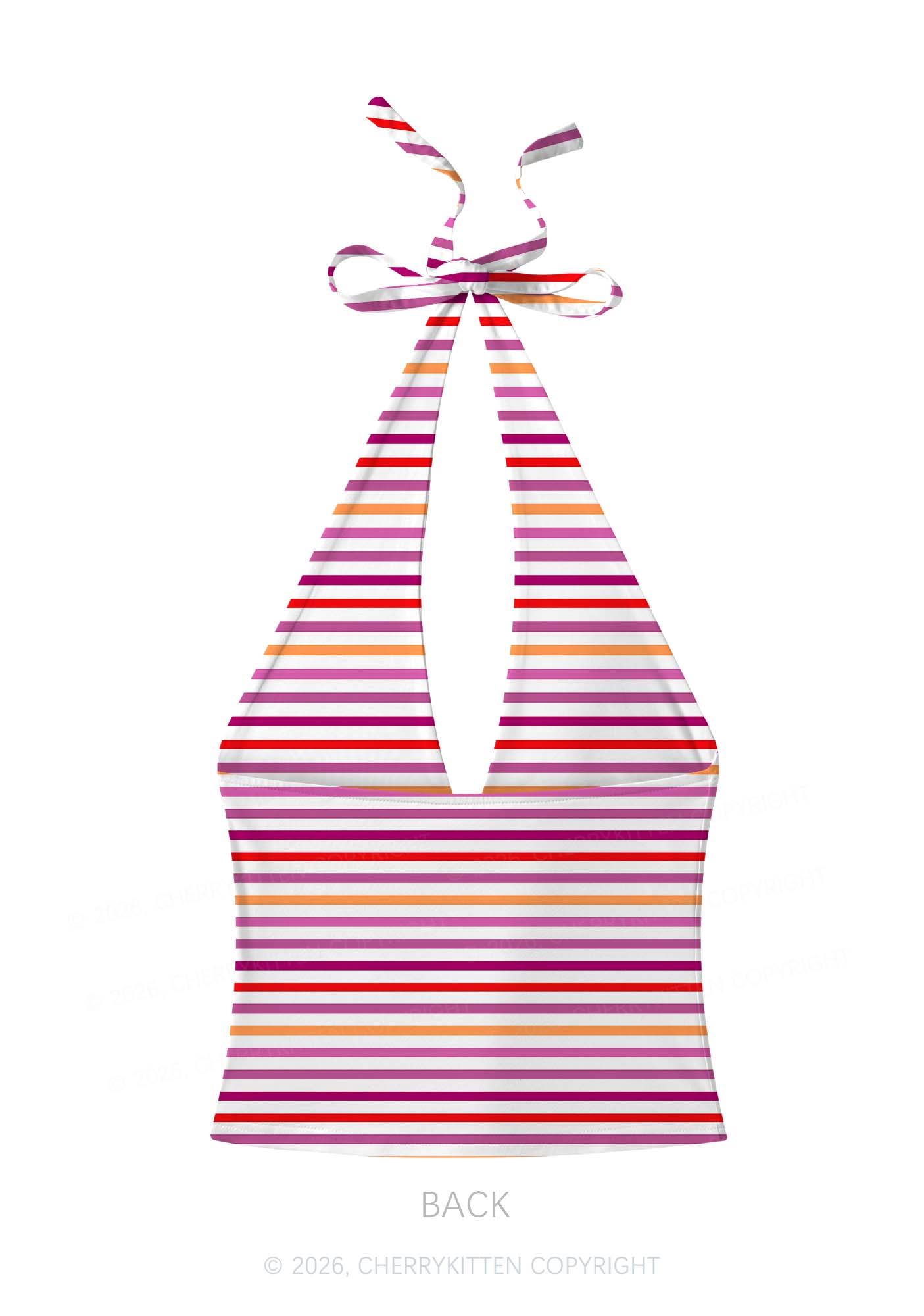 Lesbian Stripes Pride Y2K Print Halter Deep V Neck Cami Cherrykitten