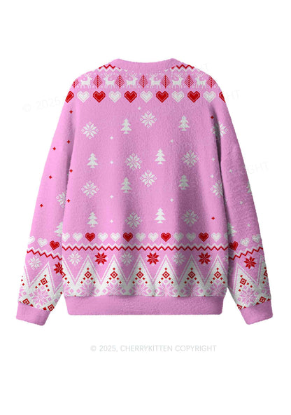 Pink Daddy I Love Him Y2K Christmas Knit Sweatshirt Cherrykitten