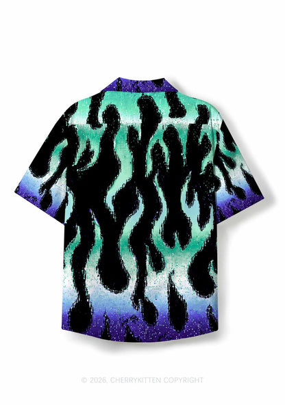 Gay Flame Pride Y2K Print Hawaiian Shirt Cherrykitten