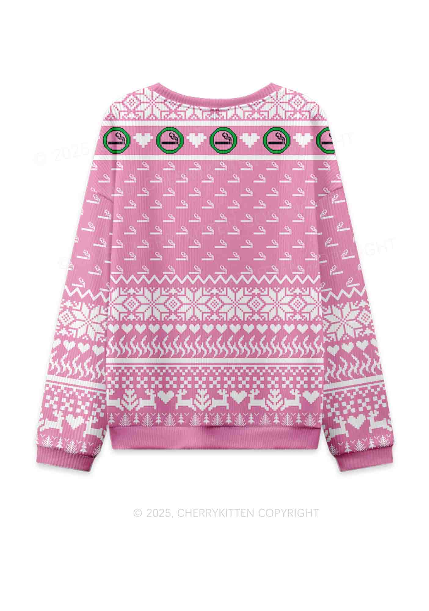 Dont Give Me Cigarette Y2K Christmas Knit Sweatshirt Cherrykitten