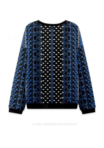 Blue Faggot Pride Y2K Knit Sweatshirt Cherrykitten