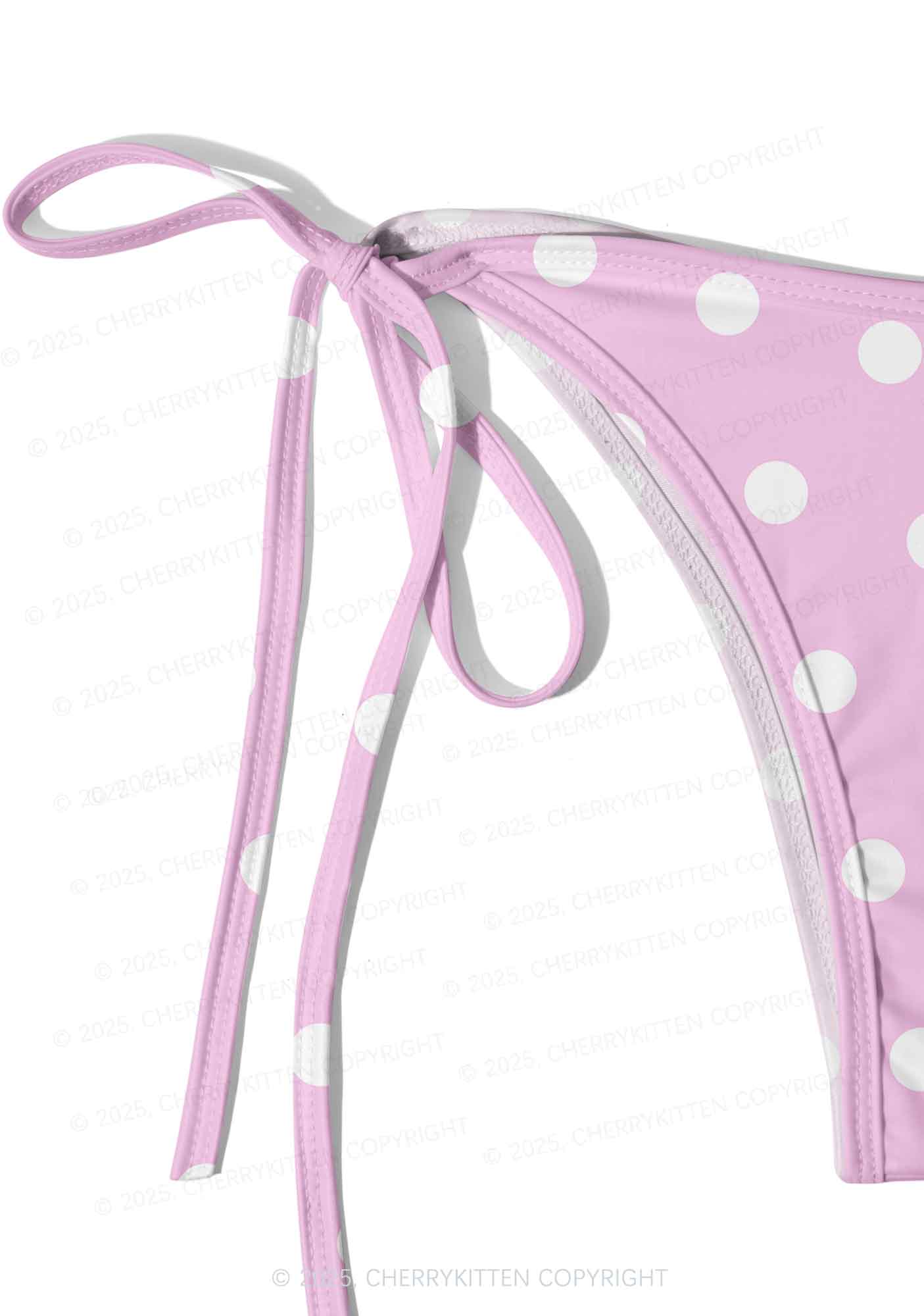 Pink And White Dots Y2K Print Bikini Set Cherrykitten