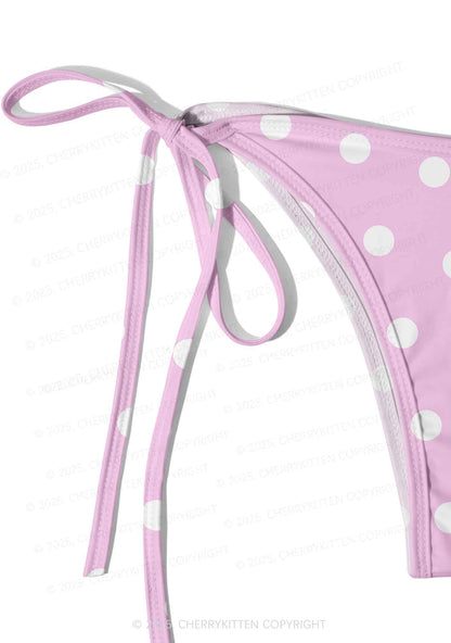 Pink And White Dots Y2K Print Bikini Set Cherrykitten