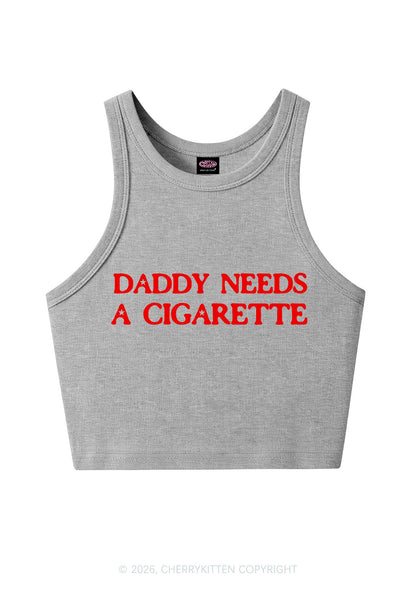 Daddy Needs A Cigarette Y2K Crop Tank Top Cherrykitten