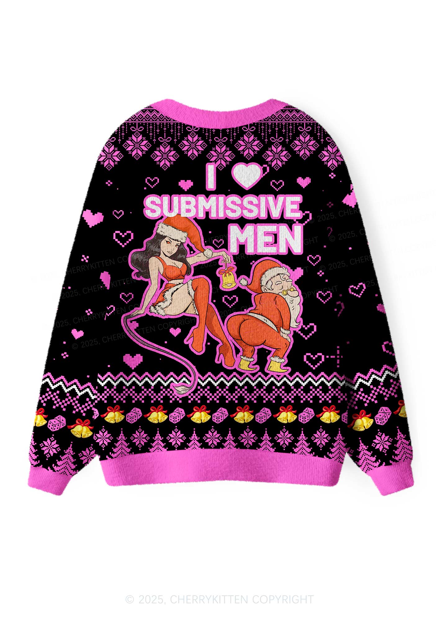 I Love S Men Y2K Christmas Cardigan Knit Sweatshirt Cherrykitten