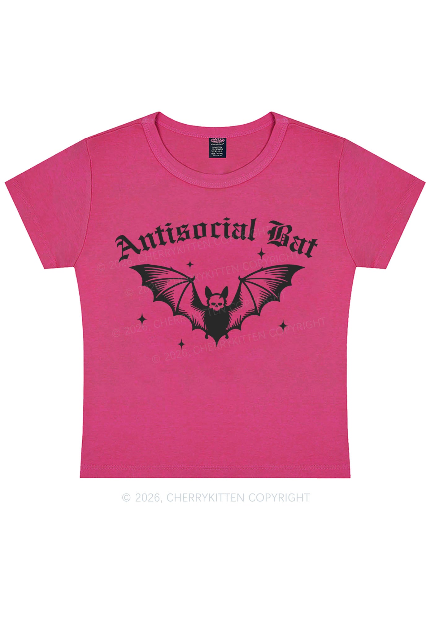 Halloween Antisocial Bat Y2K Baby Tee Cherrykitten