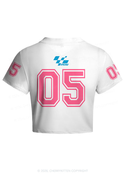 Pink BDSM Y2K Crop Football Jersey Shirts Cherrykitten