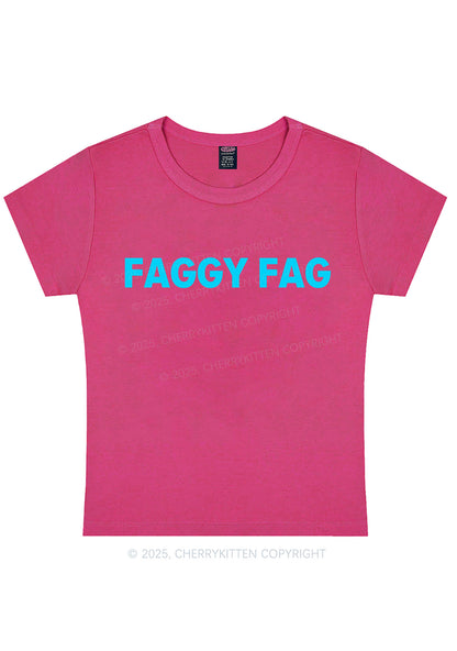 Faggy Fag Pride Y2K Baby Tee Cherrykitten
