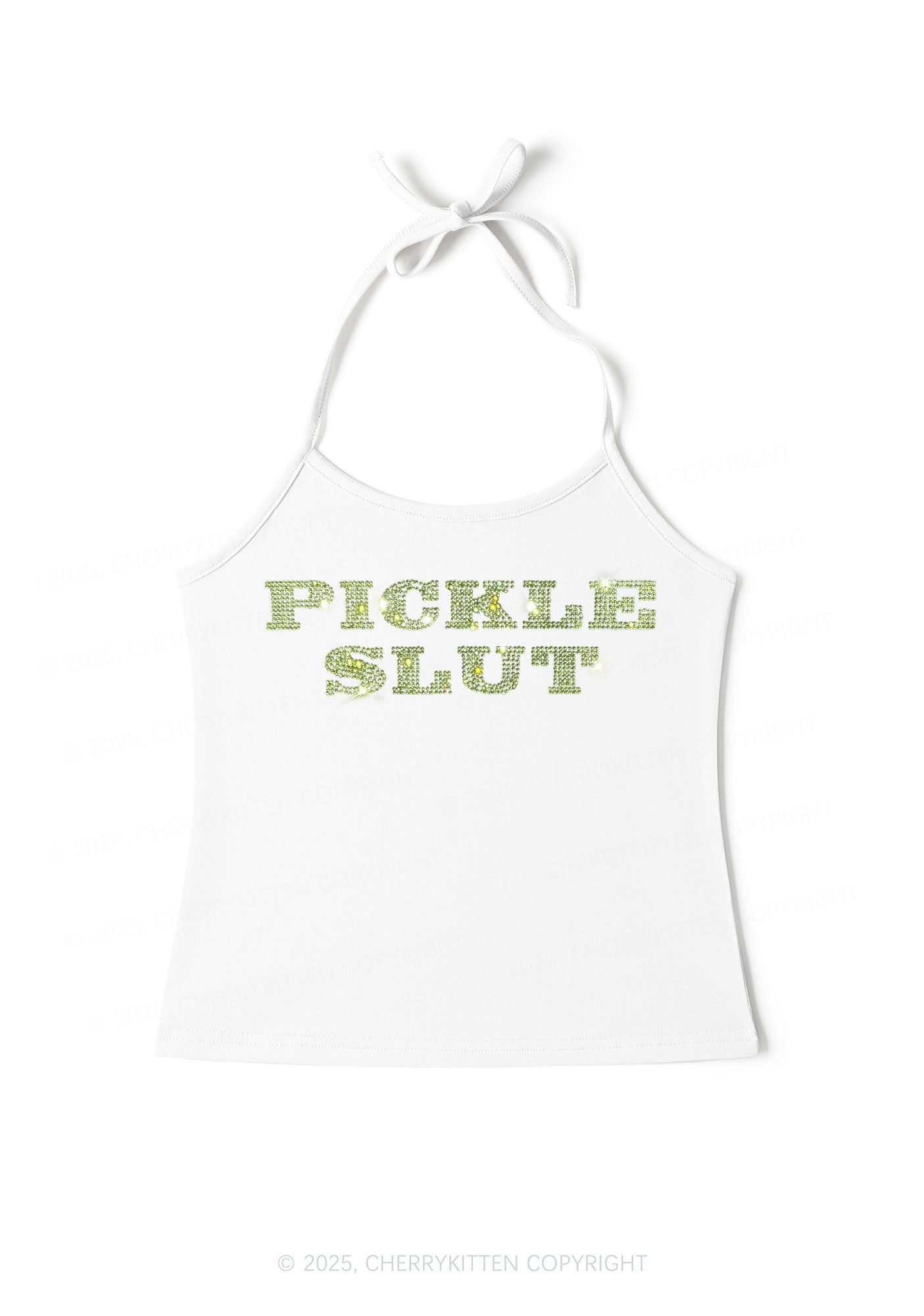 Rhinestone Pickle Slxt Y2K Halter Neck Cami Cherrykitten