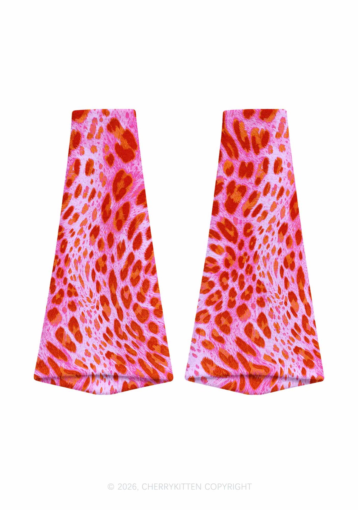 Pink And Orange Leopard Y2K Print Fuzzy Flared Leg Warmers Cherrykitten