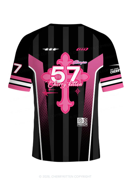 Pink Cross Y2K Football Jersey Shirts Cherrykitten