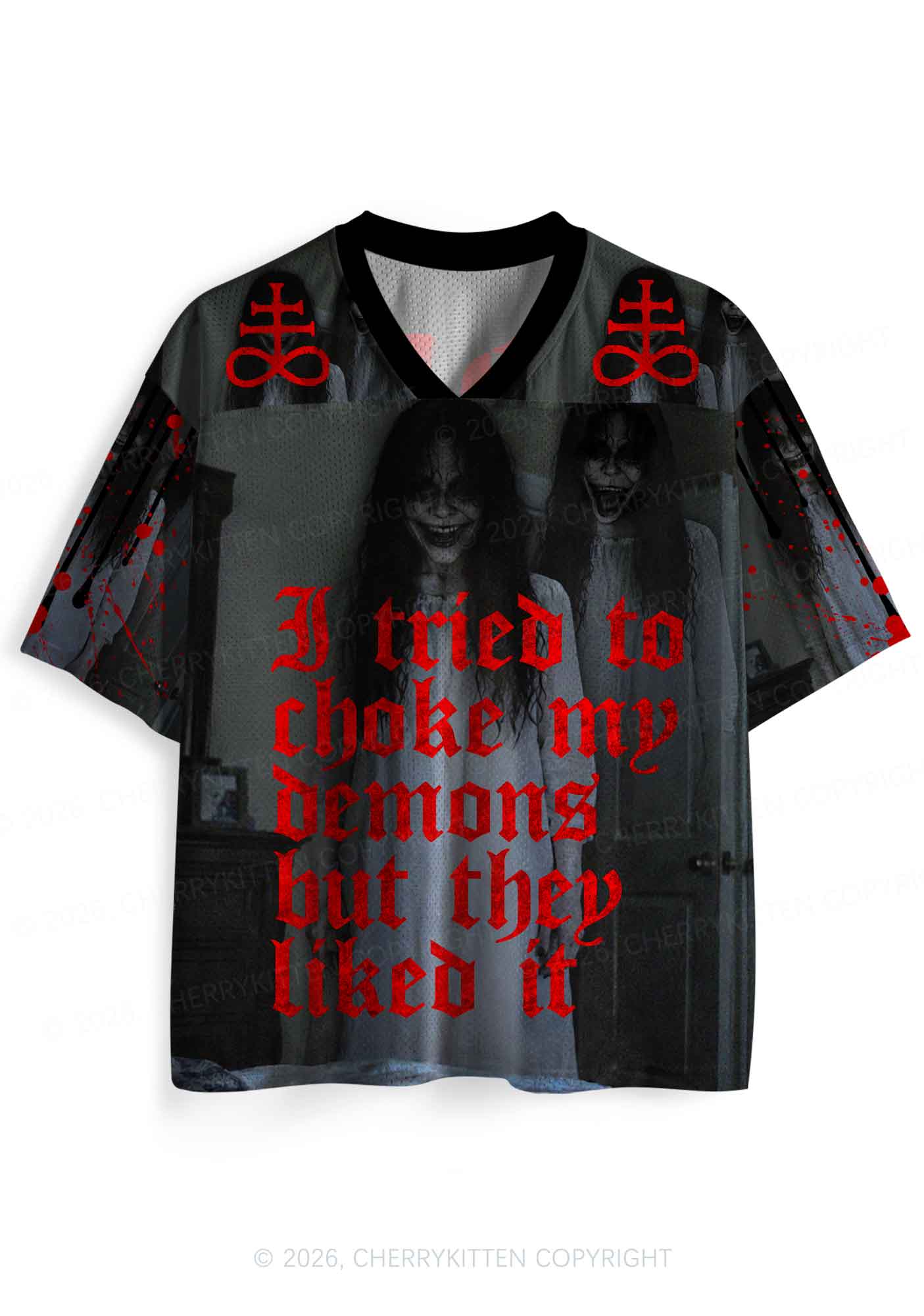 Halloween Choke Demons They Liked Y2K Sport Jersey Shirts Cherrykitten