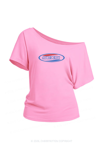 Sexsi Slogan Y2K Off Shoulder Tee Cherrykitten