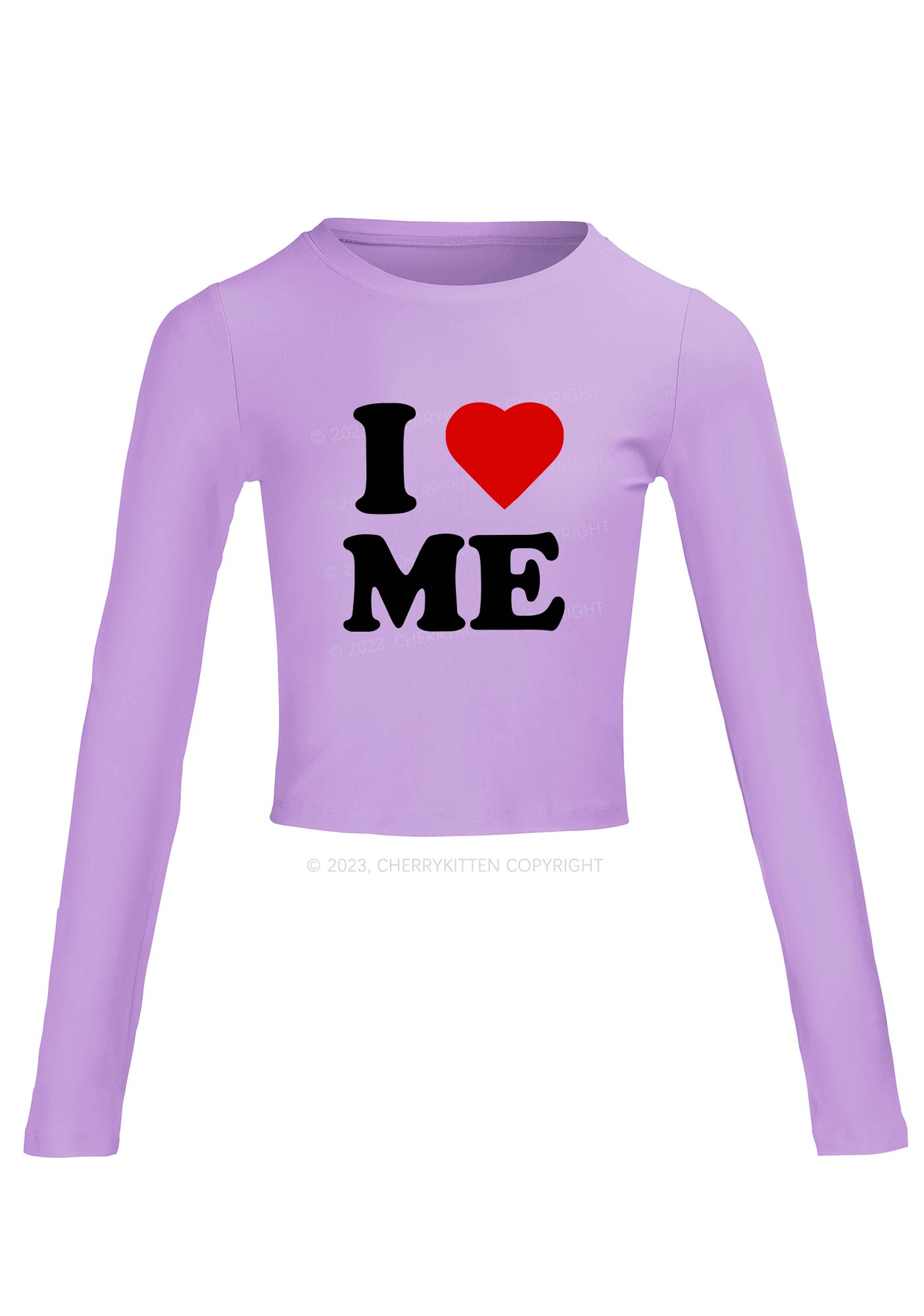 I Love Me Long Sleeve Crop Top Cherrykitten