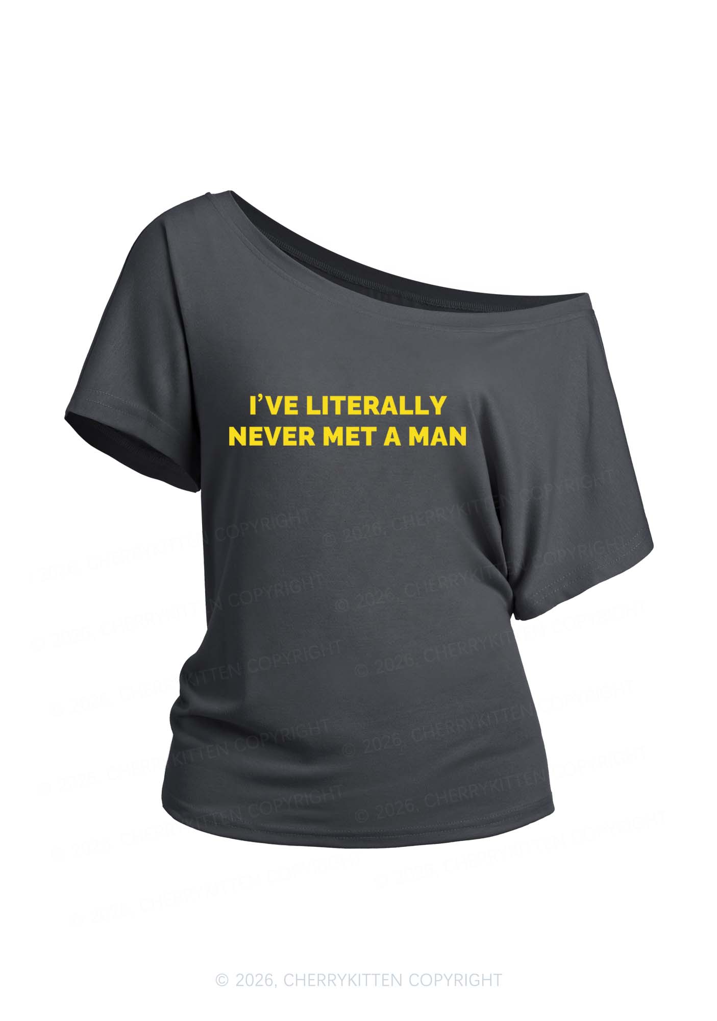 Never Met A Man Pride Y2K Off Shoulder Tee Cherrykitten