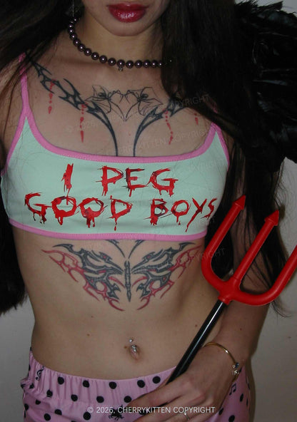 Halloween Blood Drip I Peg Good Boys Y2K Super Crop Cami Cherrykitten