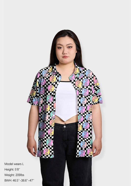 Ying Yang Checkerboard Print Shirts