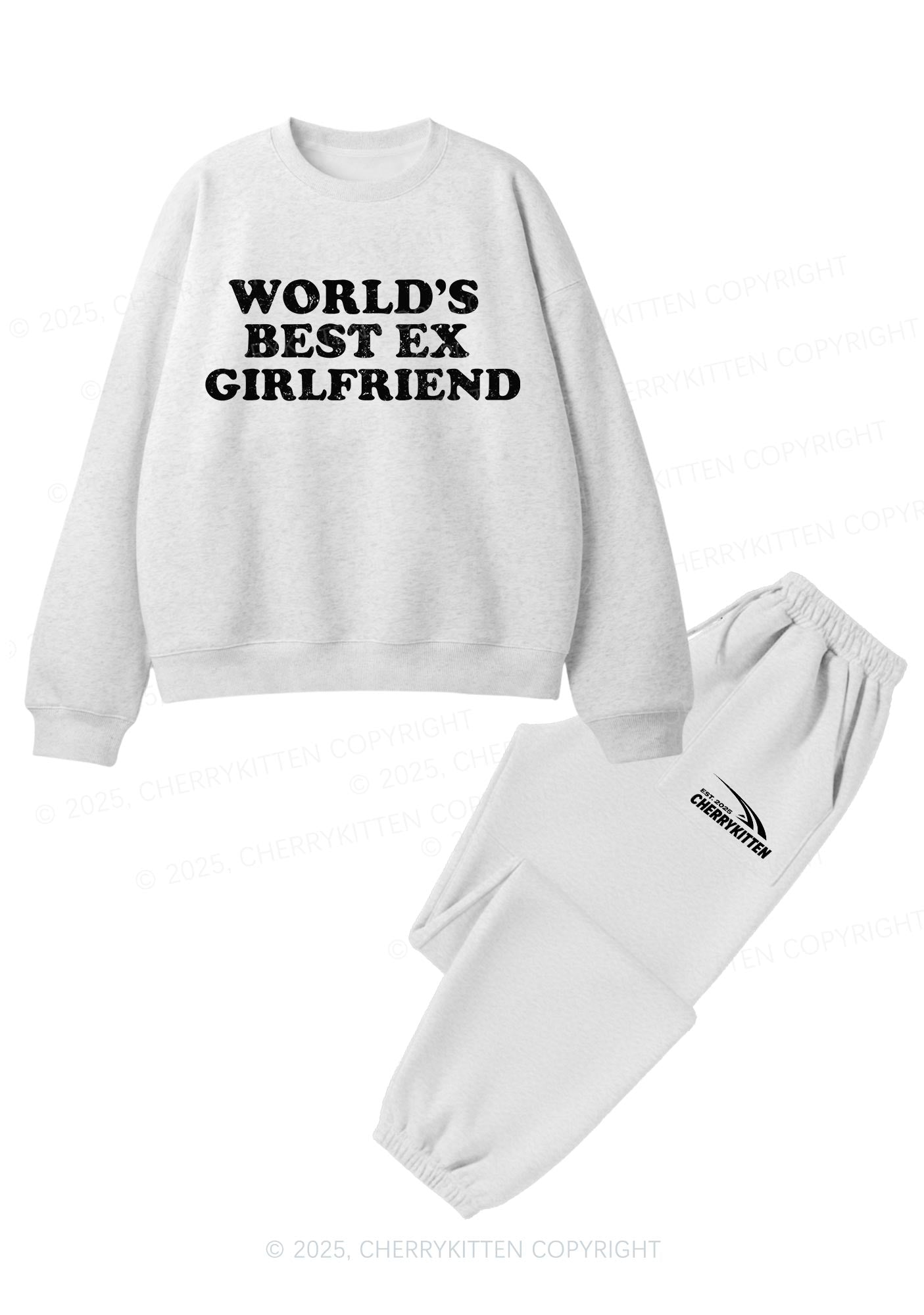Best Ex Girlfriend Y2K Fleece Sweatshirts Set Cherrykitten