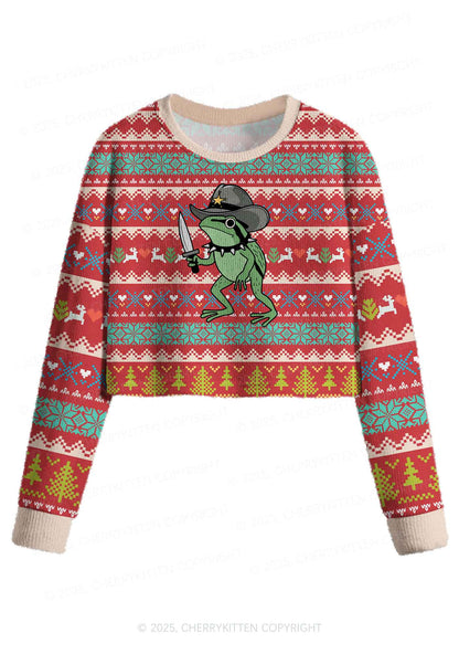Your Last Haw Partner Y2K Christmas Crop Knit Sweatshirt Cherrykitten