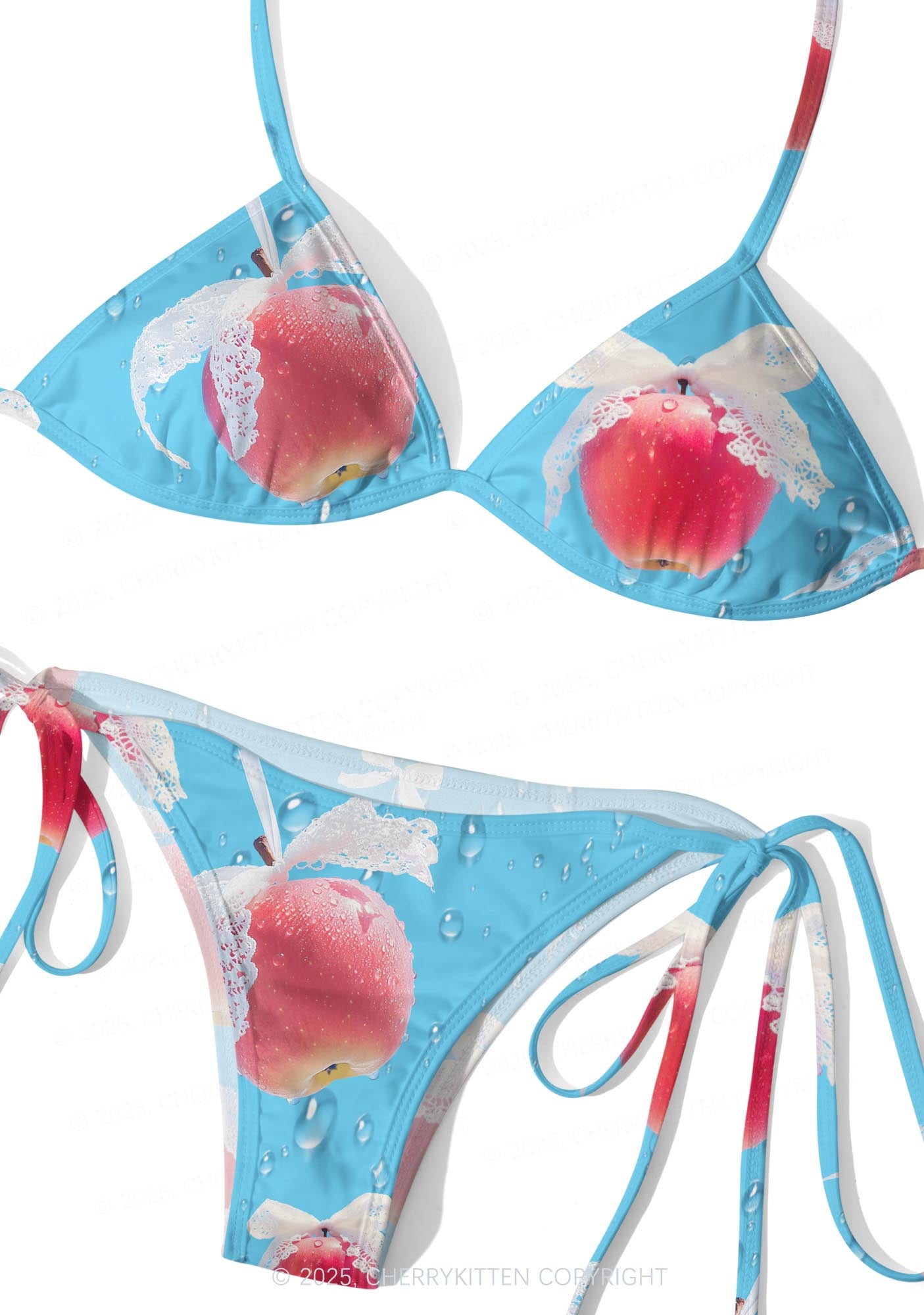 Lace Apple Y2K Print Bikini Set Cherrykitten