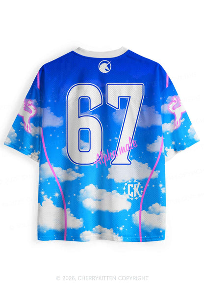 Blue Sky Alpha Male Unicorn Y2K Sport Jersey Shirts Cherrykitten