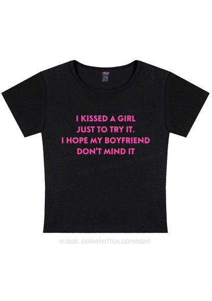 I Just Kissed A Girl Pride Y2K Baby Tee Cherrykitten