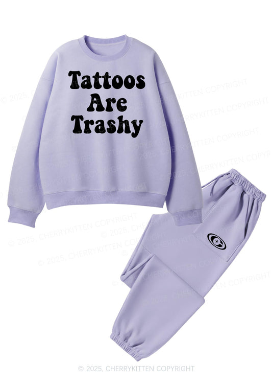 Tattoos Are Trashy Y2K Fleece Sweatshirts Set Cherrykitten