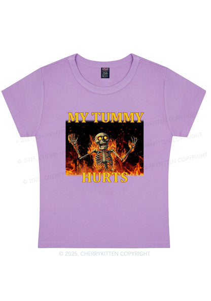 Skeleton Tummy Hurts Y2K Baby Tee Cherrykitten