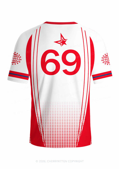 Custom Red Gradient Dots Y2K Football Jersey Shirts Cherrykitten