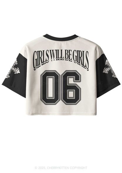 Custom Halloween Girls Will Be Girls Y2K Crop Sport Jersey Shirts Cherrykitten