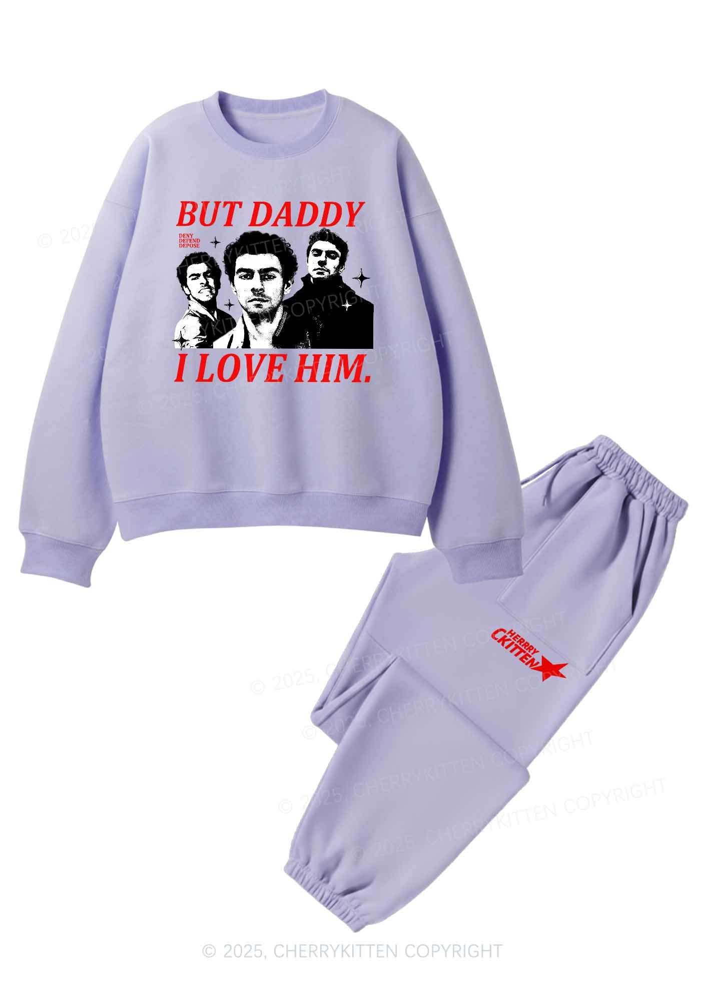 Daddy I Love Luigi Y2K Fleece Sweatshirts Set Cherrykitten
