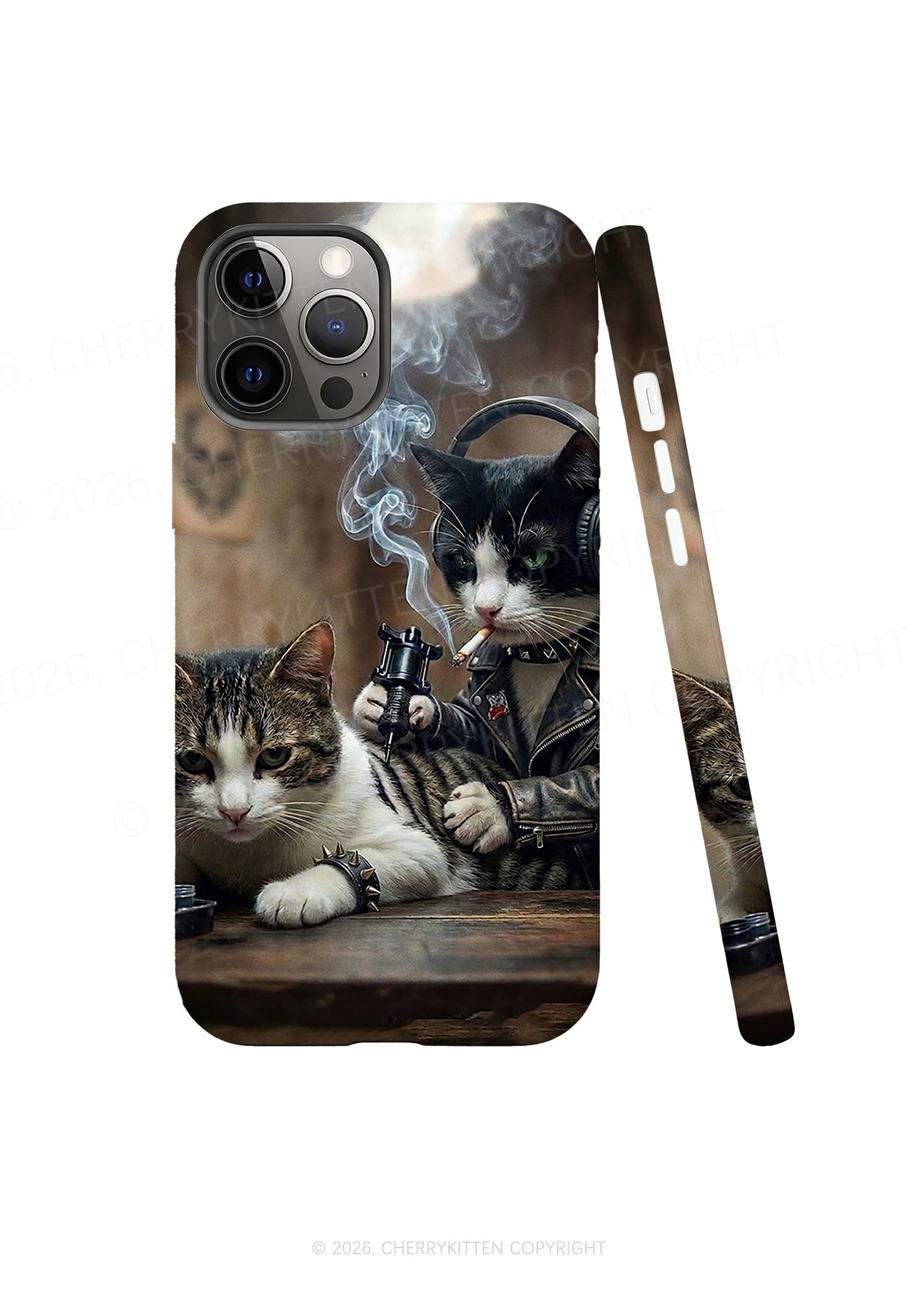 Smoking Cats Tattoo Scene Y2K Phone Case Cherrykitten