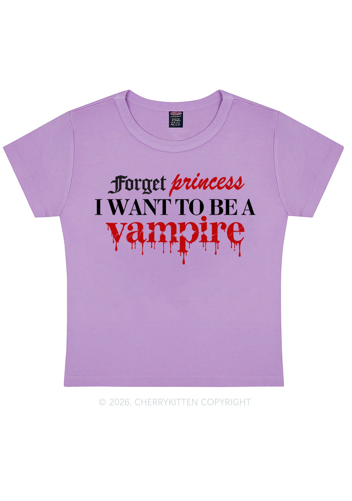 Halloween Want To Be Vampire Y2K Baby Tee Cherrykitten