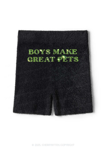 Rhinestone Boys Make Gr8 Pets Y2K Fluffy Shorts Cherrykitten