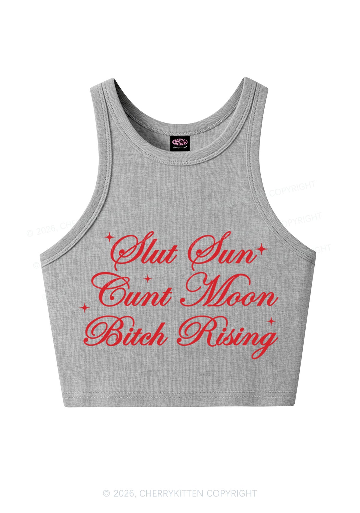 Slxt Sun Cxxt Moon Bxtch Rising Y2K Crop Tank Top Cherrykitten