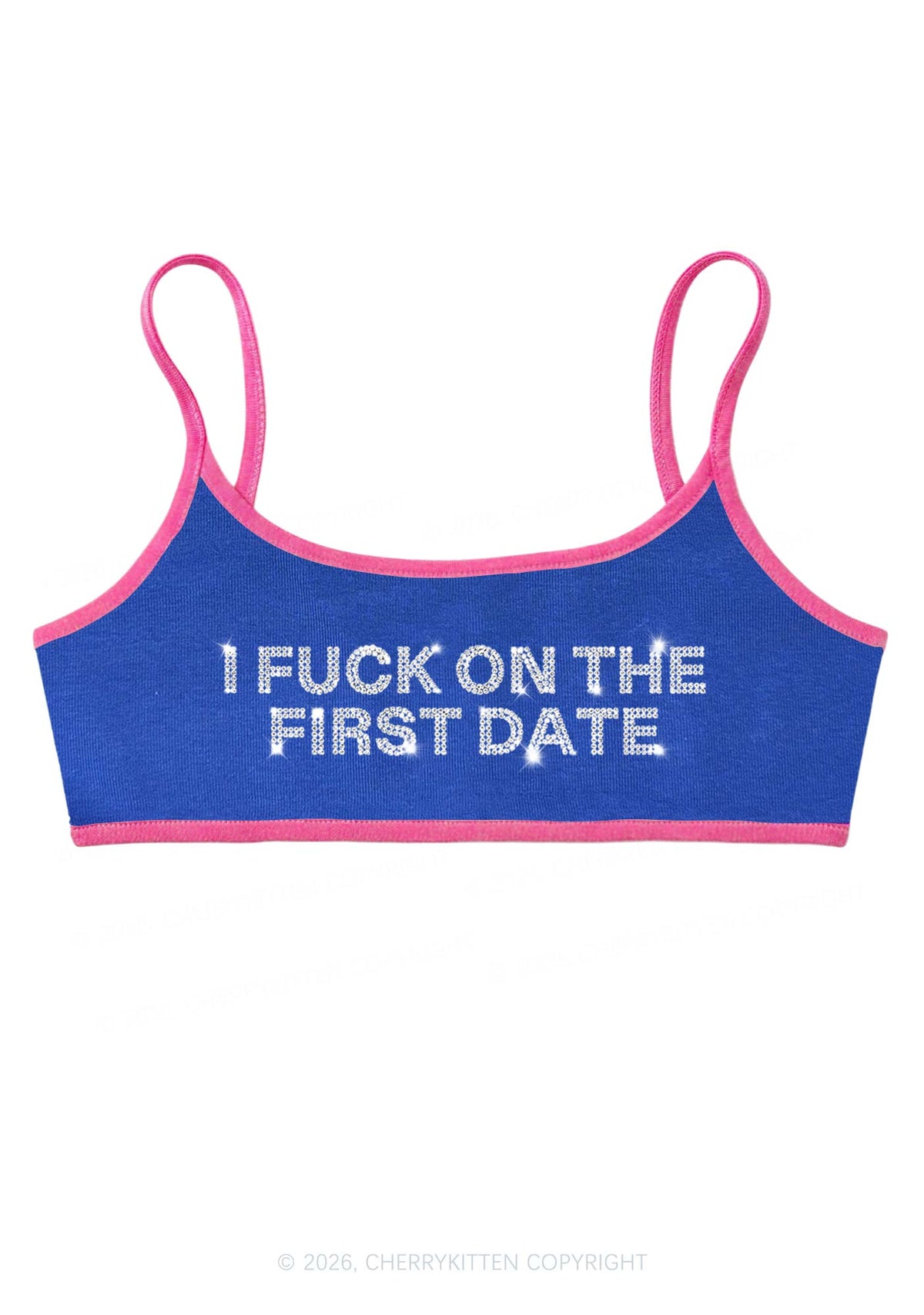 Rhinestone Fxxk On First Date Y2K Super Crop Cami Cherrykitten