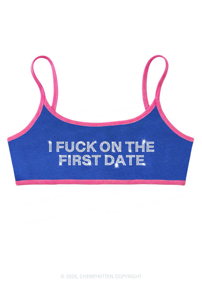 Rhinestone Fxxk On First Date Y2K Super Crop Cami Cherrykitten