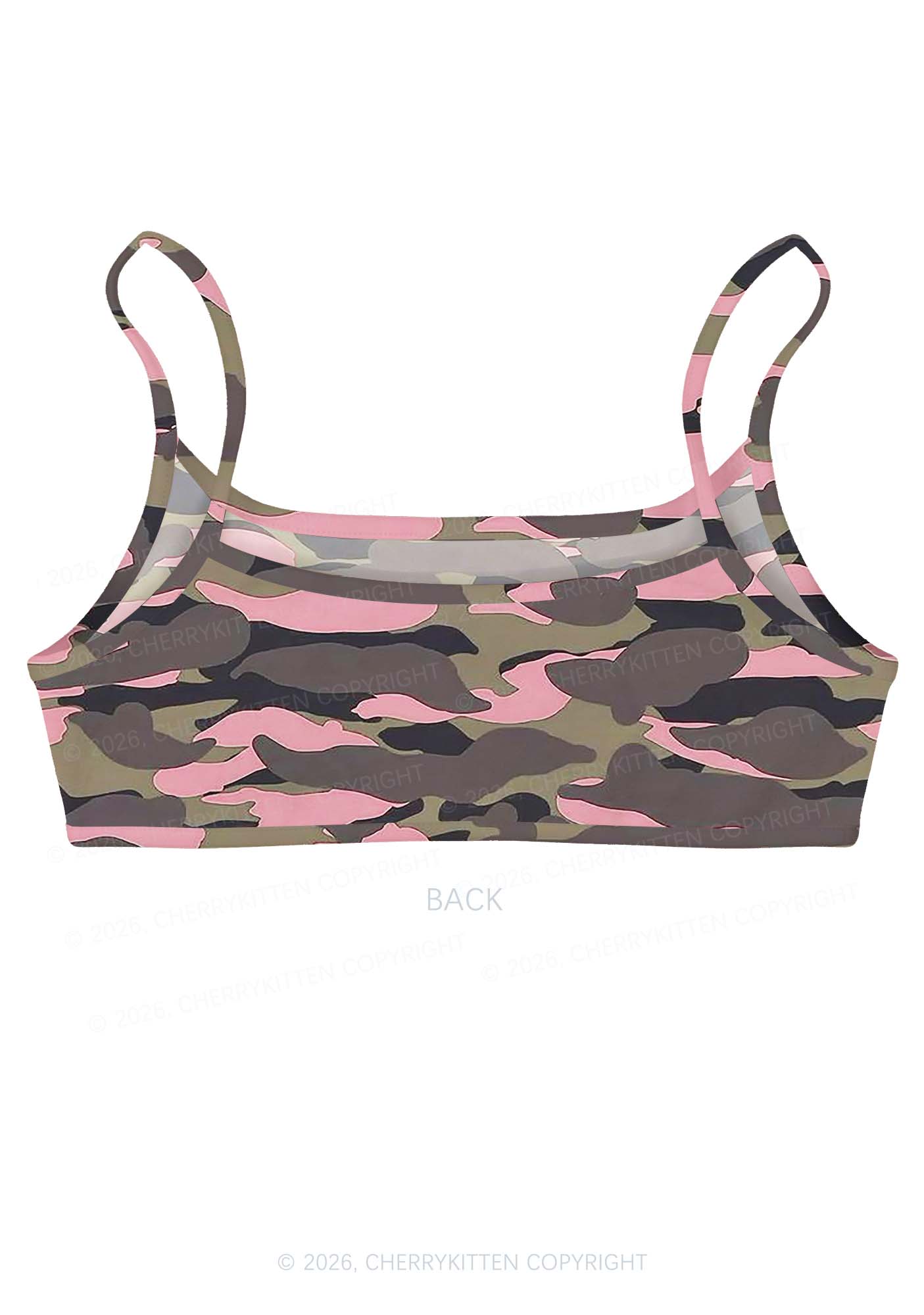 Pink Camouflage Y2K Print Super Crop Cami Cherrykitten