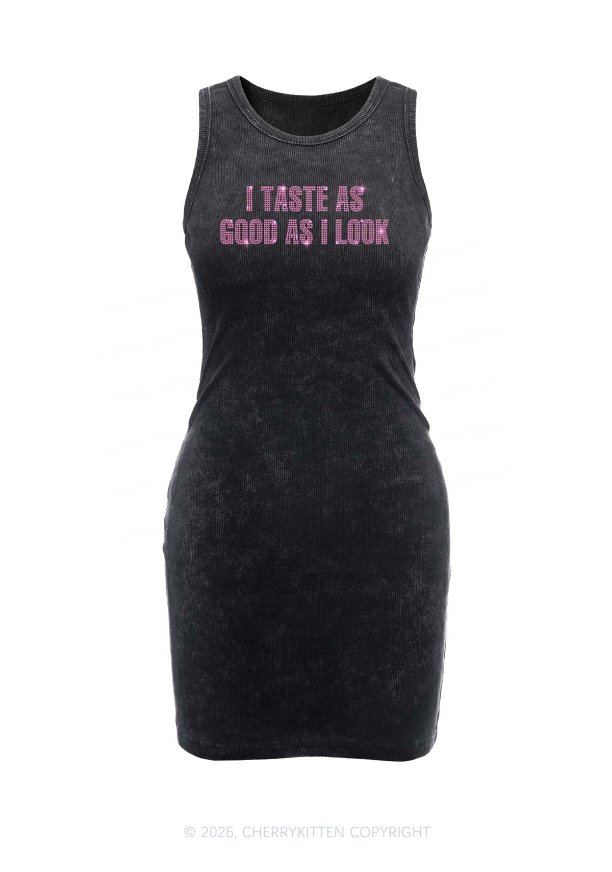 Rhinestone Taste Good Y2K Washed Tank Dress Cherrykitten