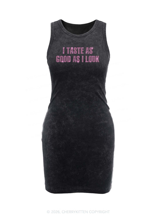 Rhinestone Taste Good Y2K Washed Tank Dress Cherrykitten