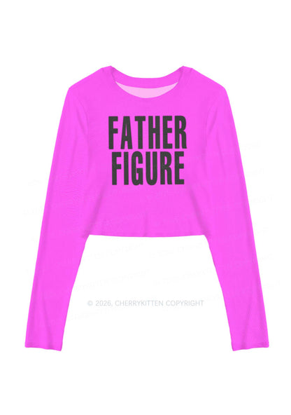 Hot Pink Father Figure Y2K Mesh Long Sleeve Crop Top Cherrykitten