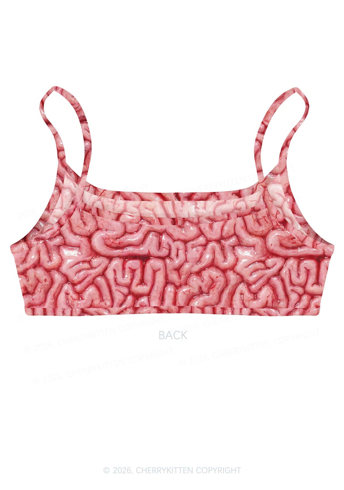 Halloween Fleshy Brain Texture Y2K Print Super Crop Cami Cherrykitten