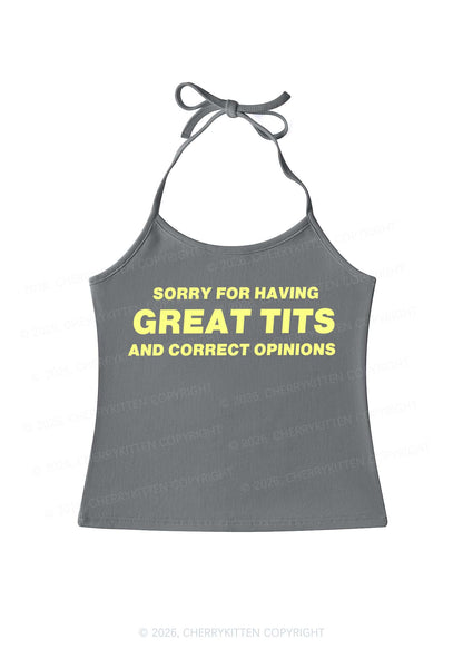 Sorry For Having Correct Opinions Y2K Halter Neck Cami Cherrykitten
