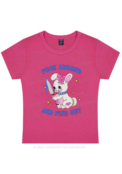 Fxxk Around Bunny Y2K Baby Tee Cherrykitten
