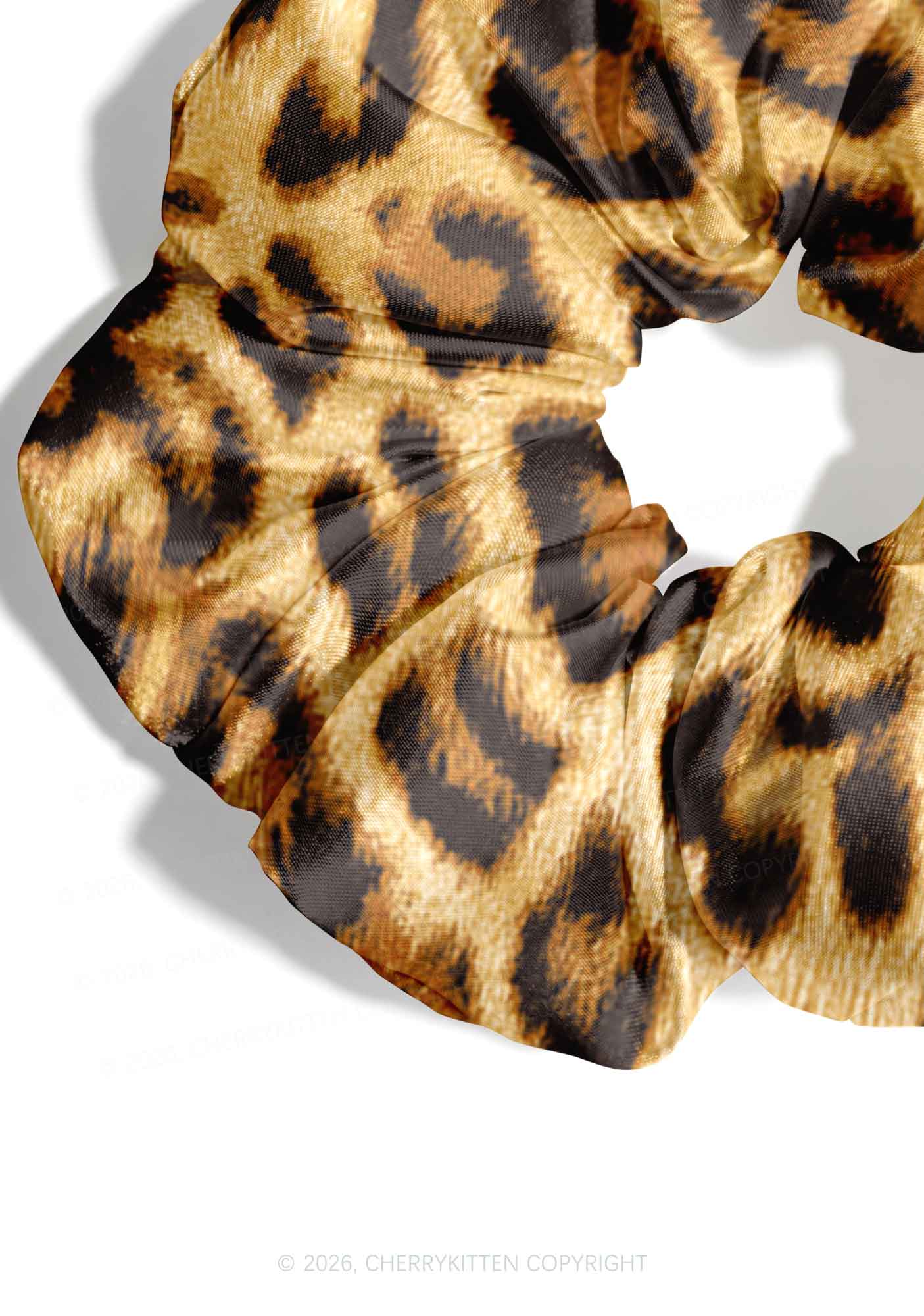 Brown Leopard Y2K Hair Scrunchie Cherrykitten