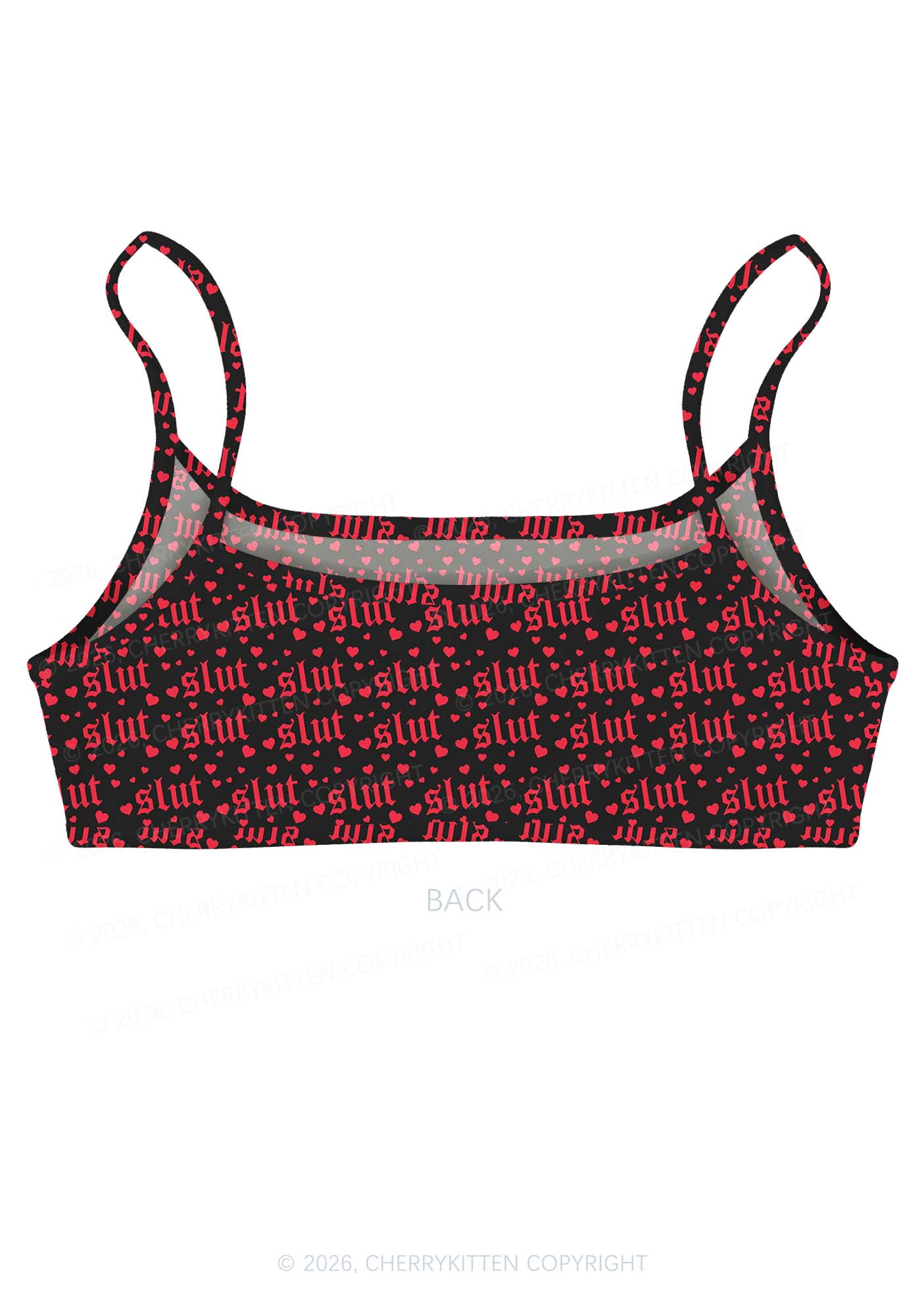 Black Slxt Y2K Print Super Crop Cami Cherrykitten