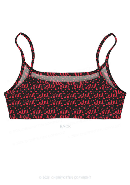 Black Slxt Y2K Print Super Crop Cami Cherrykitten