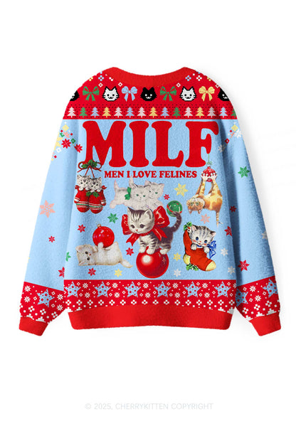 Cat Mxxf Y2K Christmas Cardigan Knit Sweatshirt Cherrykitten